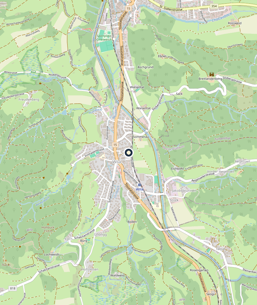 Karte von Wila mit Markierung beim Zinggenweg 8